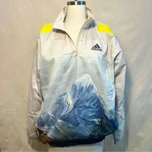 Adidas | Snow Graphic 1/4 Zip Pullover - Cream / Sz S - Picture 3 of 11